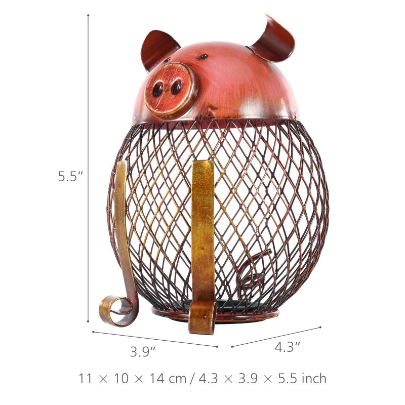 TOOARTS Vintage Piggy Bank Money Bank, Metal Coin Holder Coin Money Cash Saving Box for Decoration - Image 3